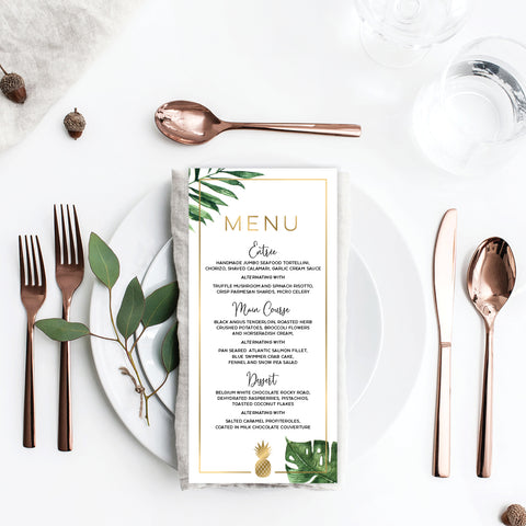 Tropical Celebration Menu