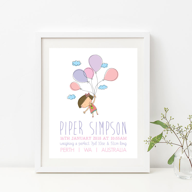 Flying Girl Birth Print