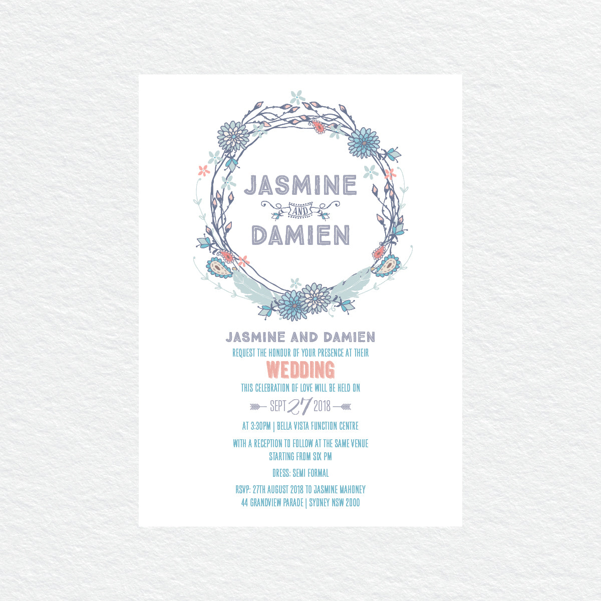Boho Flourish Rectangle Invitation