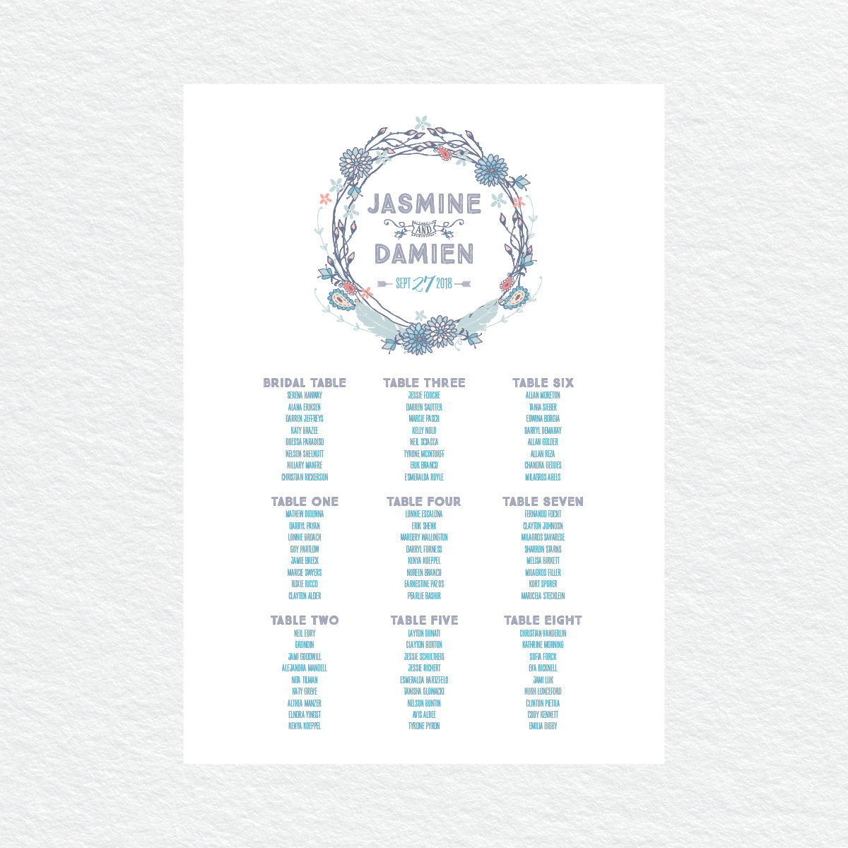 Boho Flourish Seating Chart