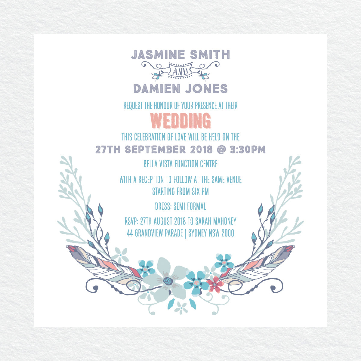 Boho Flourish Square Invitation