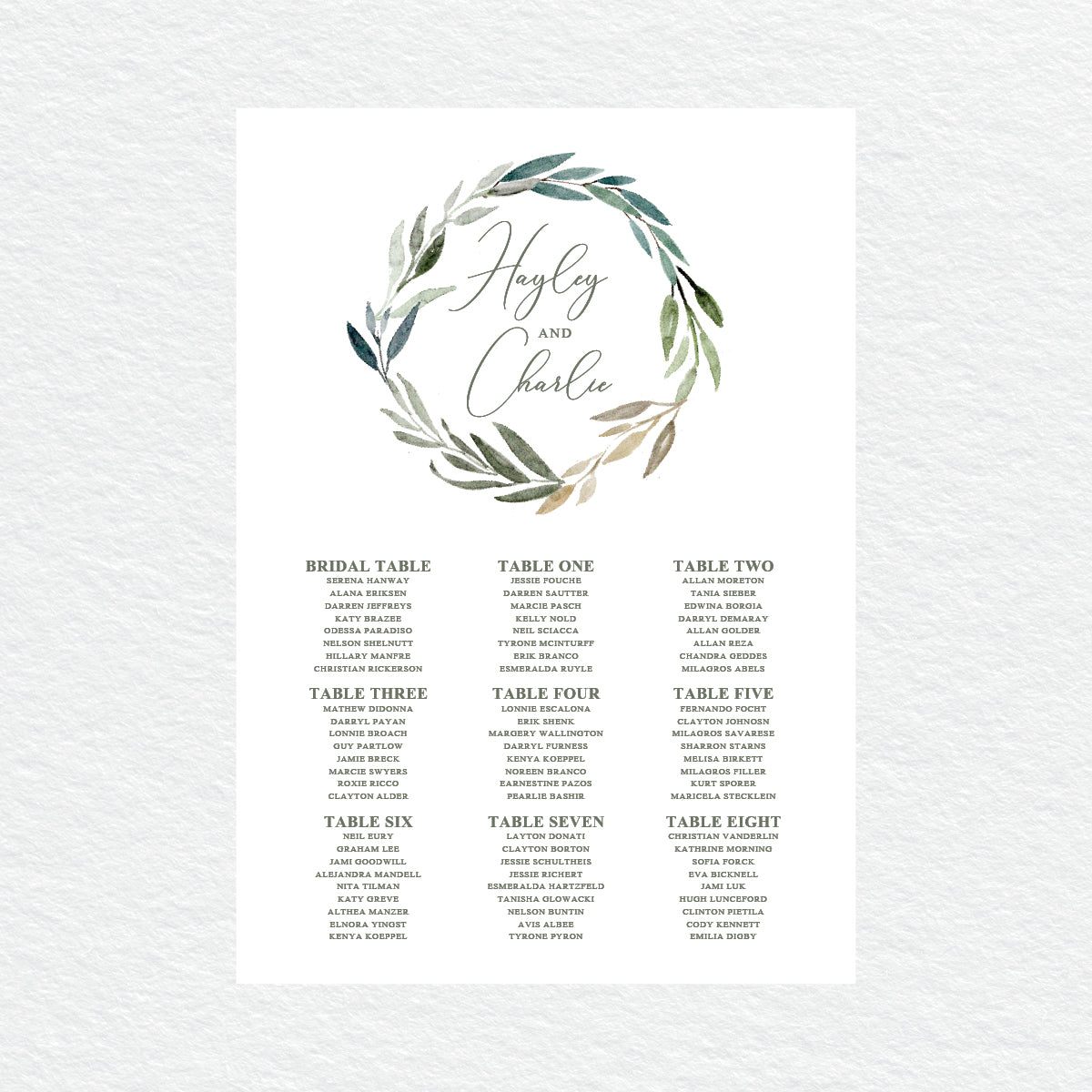 Botanical Bliss Seating Chart