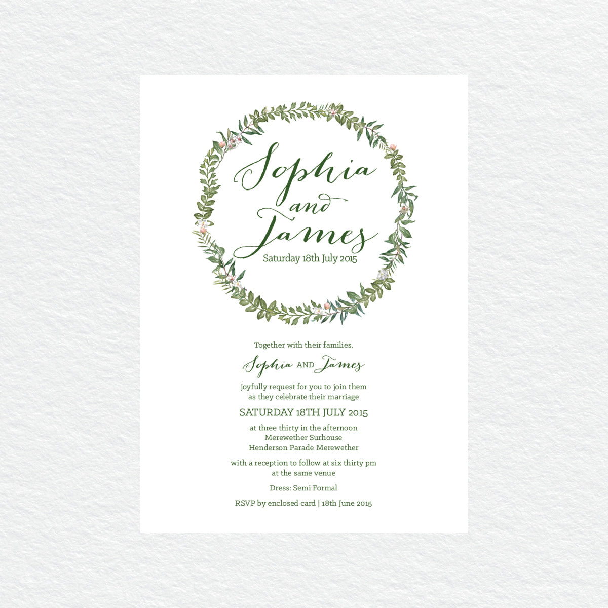 Botanical Wreath Rectangle Invitation