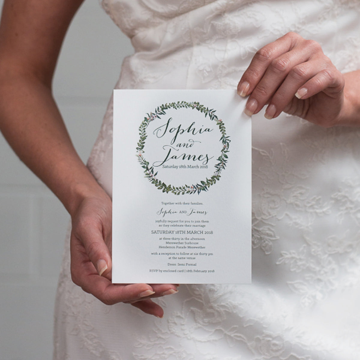 Botanical Wreath Rectangle Invitation