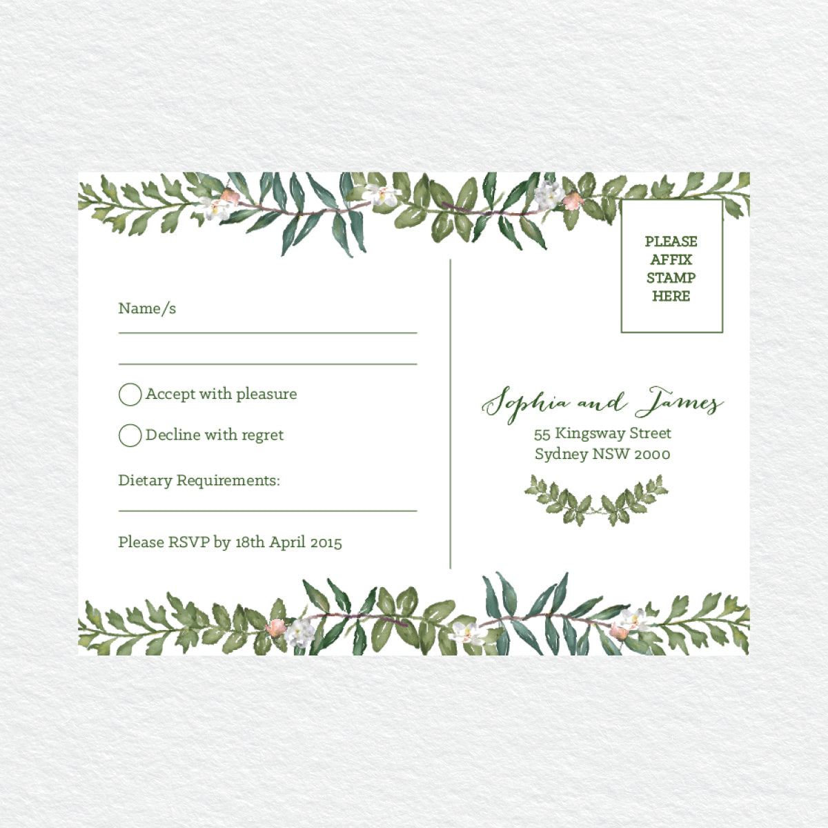 Botanical Wreath RSVP Card
