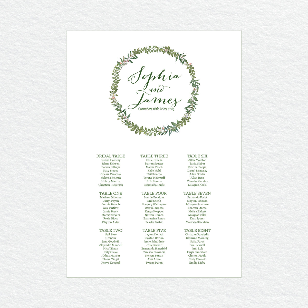 Botanical Wreath Seating Chart