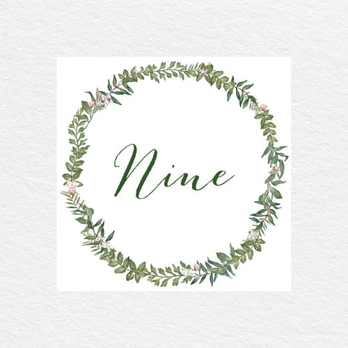 Botanical Wreath Table Numbers