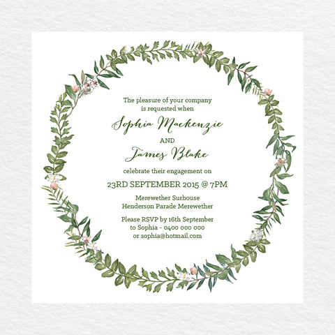 Winter Wreath Engagement Invitation