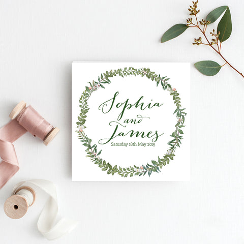 Botanical Wreath Save the Date Card