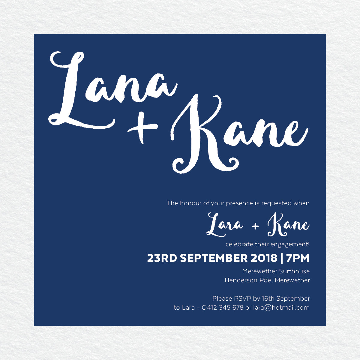 Deep Blue Engagement Invitation