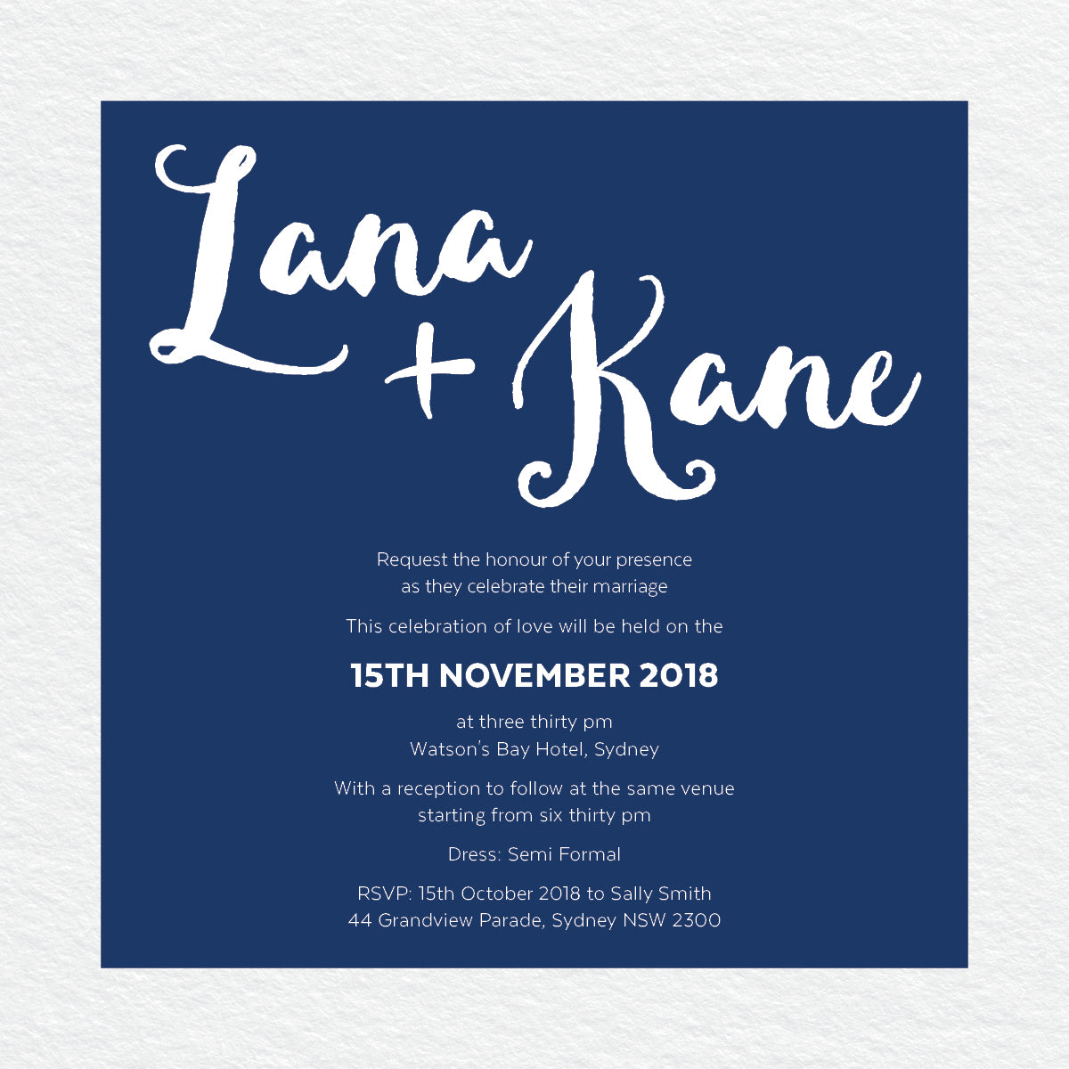 Deep Blue Square Invitation