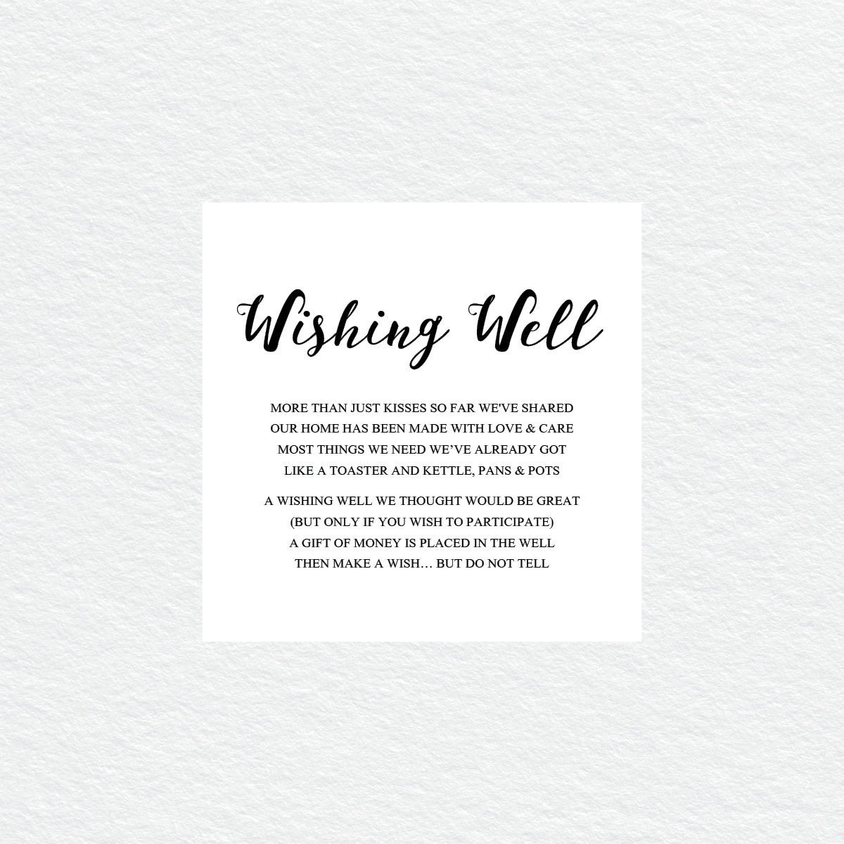 Ebony Script Wishing Well Card