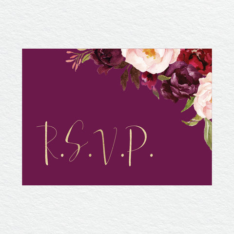 Floral Marsala Engagement Invitation