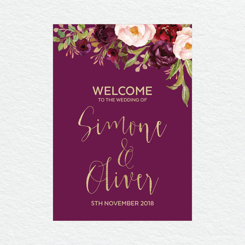 Floral Marsala Welcome Sign