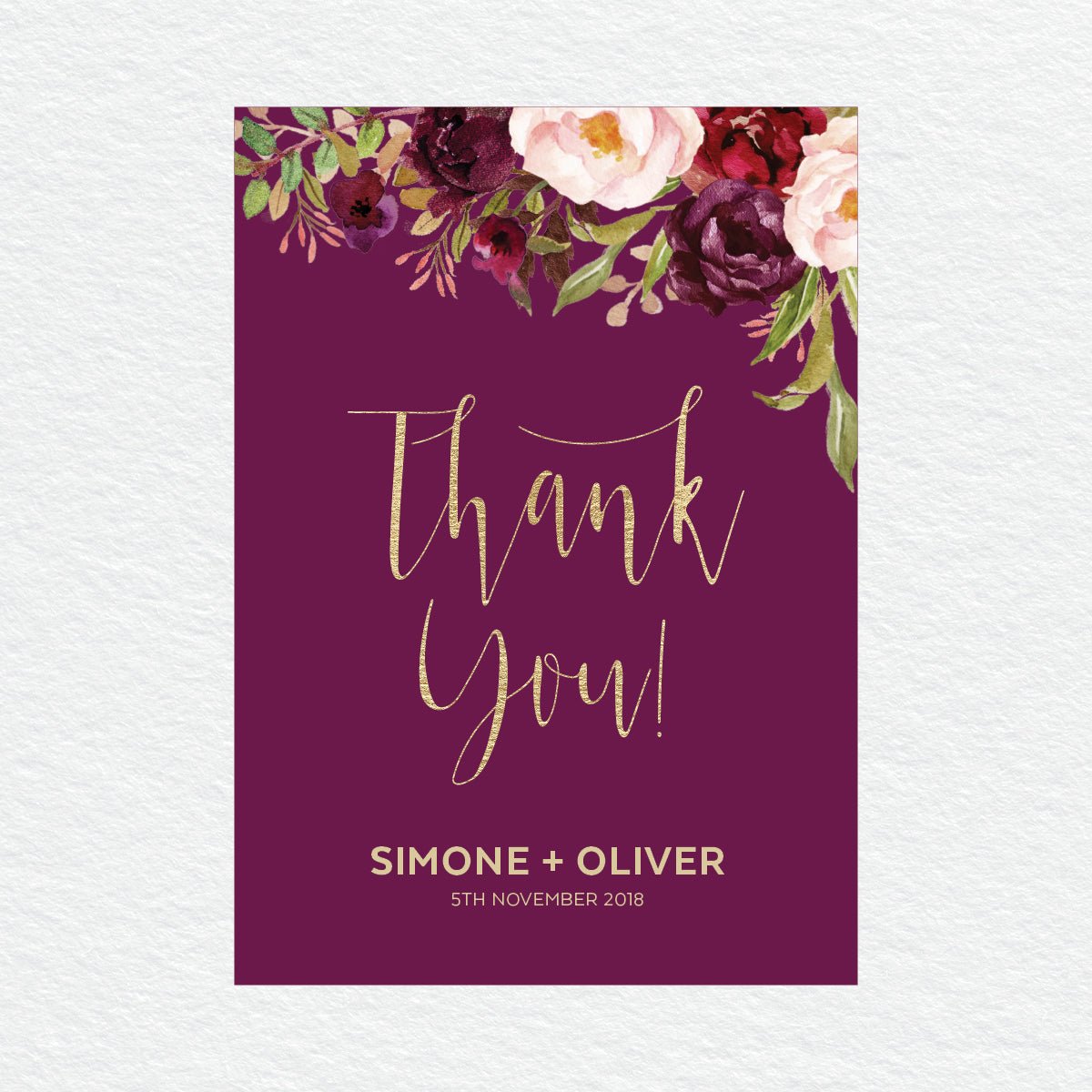 Floral Marsala Thankyou Cards