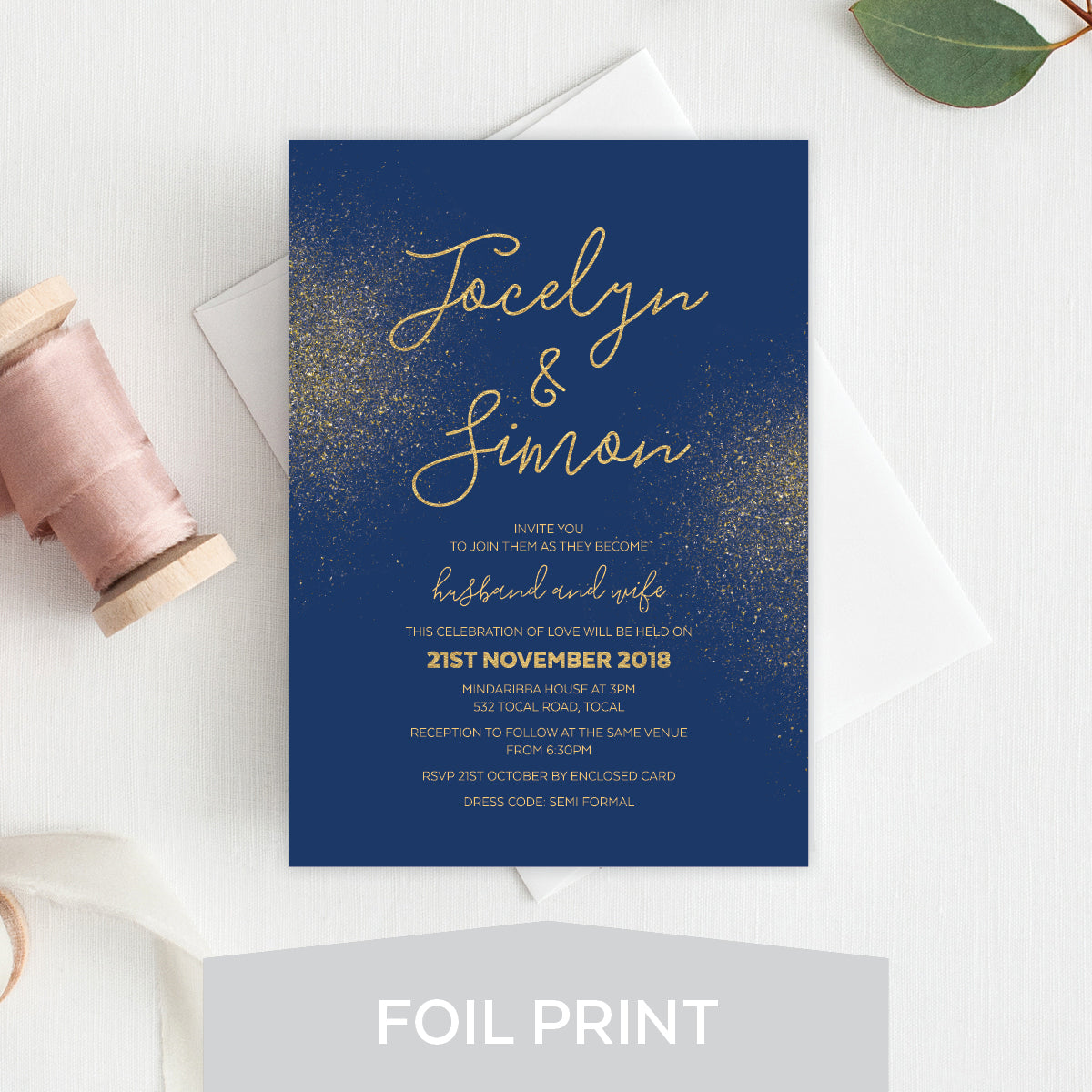 Glitter Bomb Foil Invitation