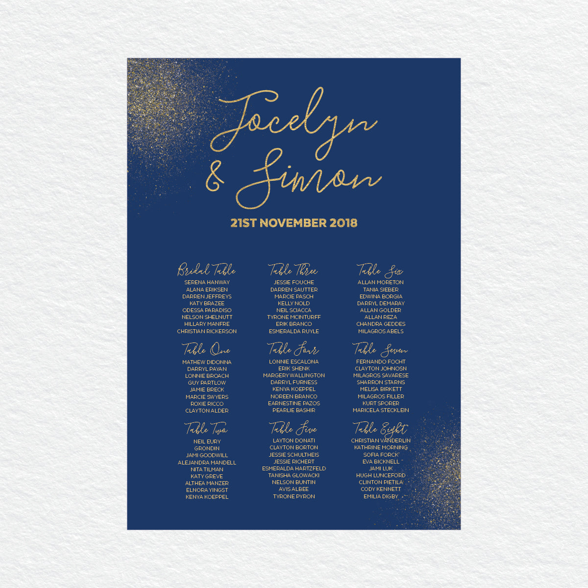 Glitter Bomb Seating Chart