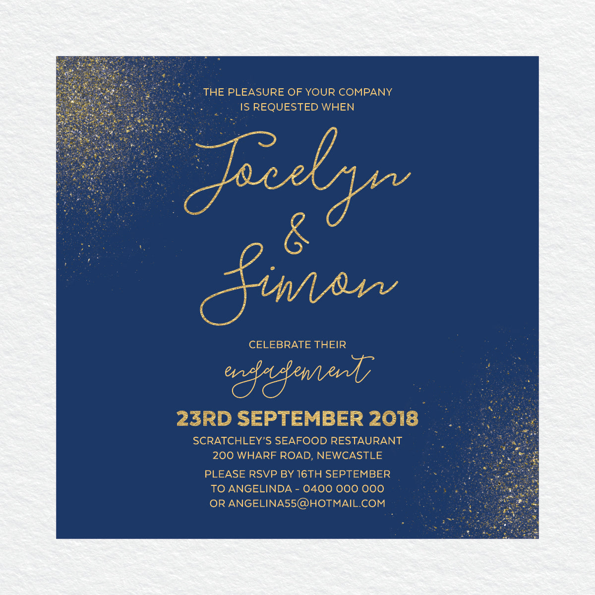 Glitter Bomb Engagement Invitation