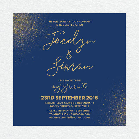 Gold Marble Engagement Invitation