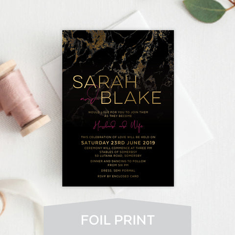 Gold Marble RSVP Card