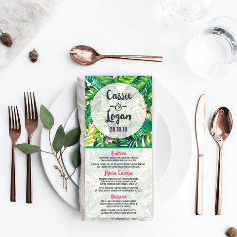 Tropical Celebration Menu