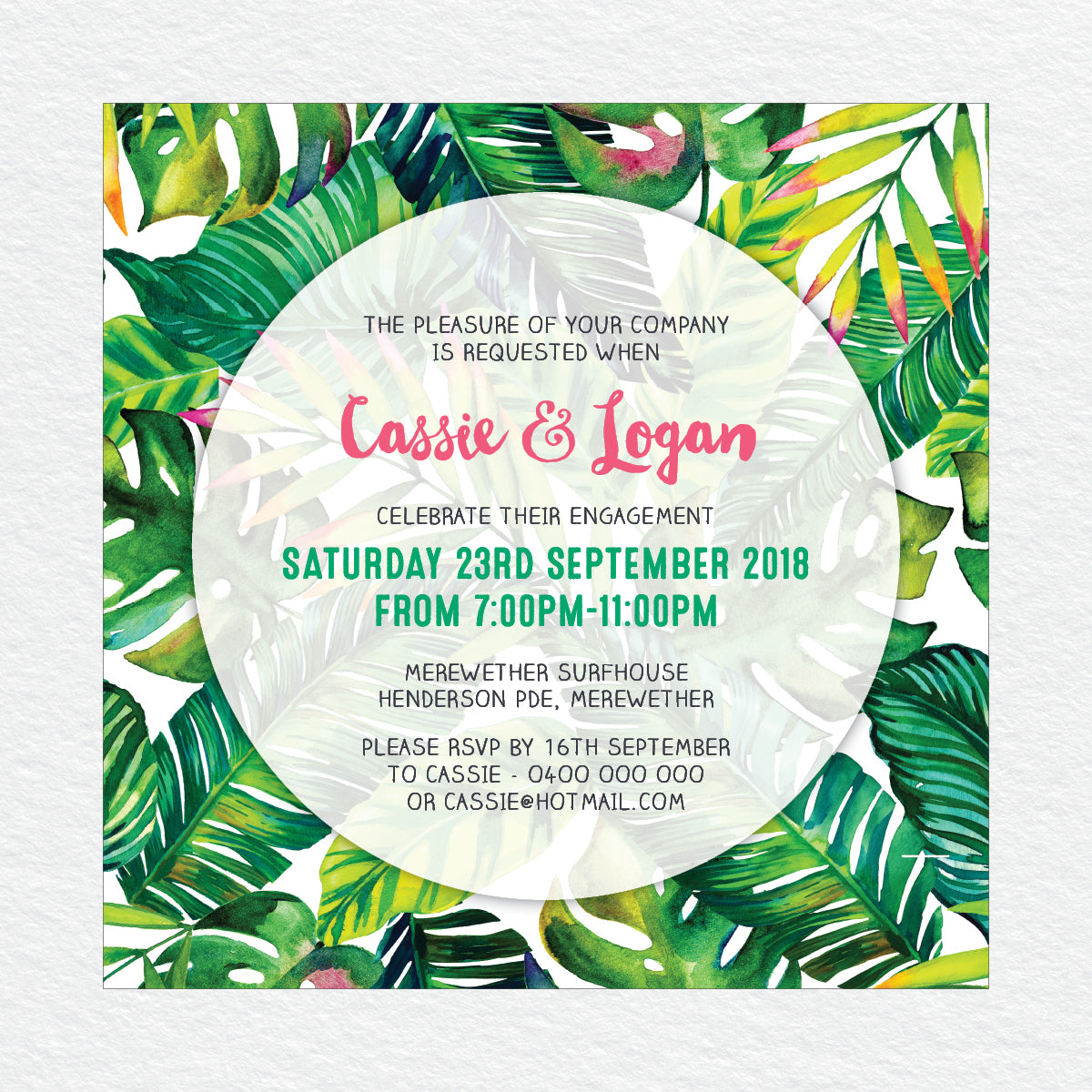 Gone Troppo Engagement Invitation