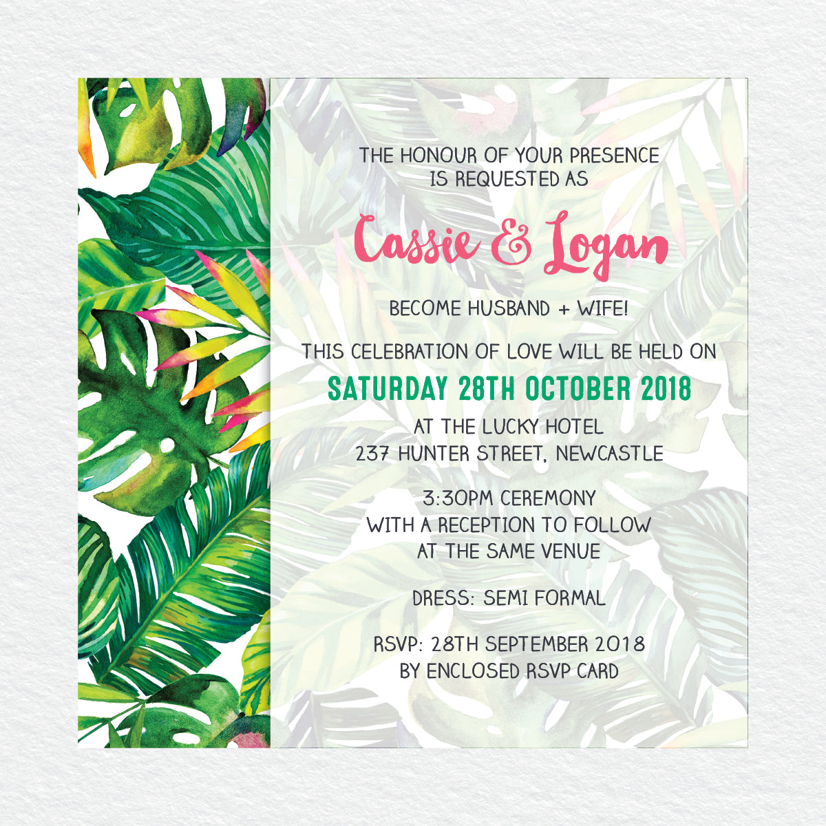 Gone Troppo Square Invitation