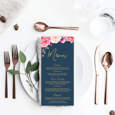 Watercolour Blooms Menu