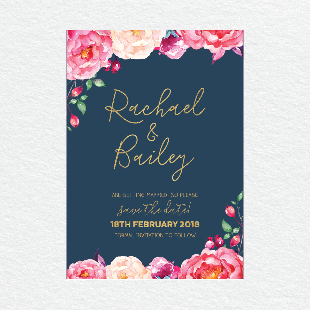 In Bloom (Navy) Save the Date Card