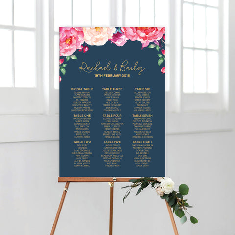 In Bloom (Navy) Rectangle Invitation