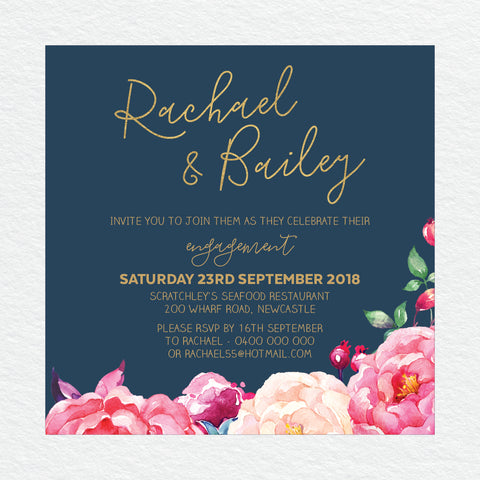 In Bloom (White) Engagement Invitation