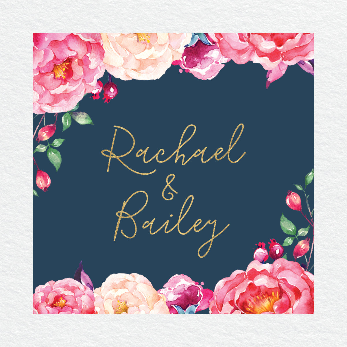 In Bloom (Navy) Square Invitation