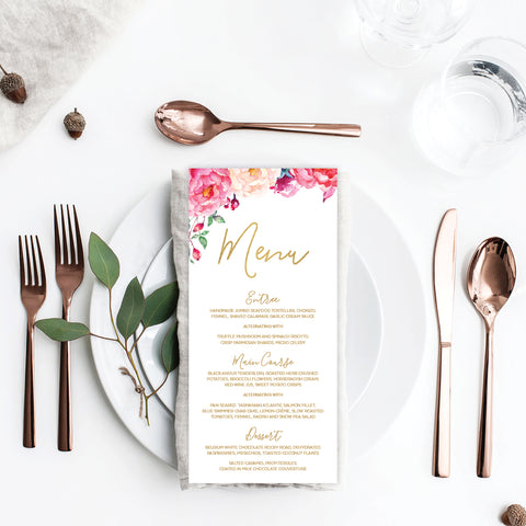 Floral Marsala Menu