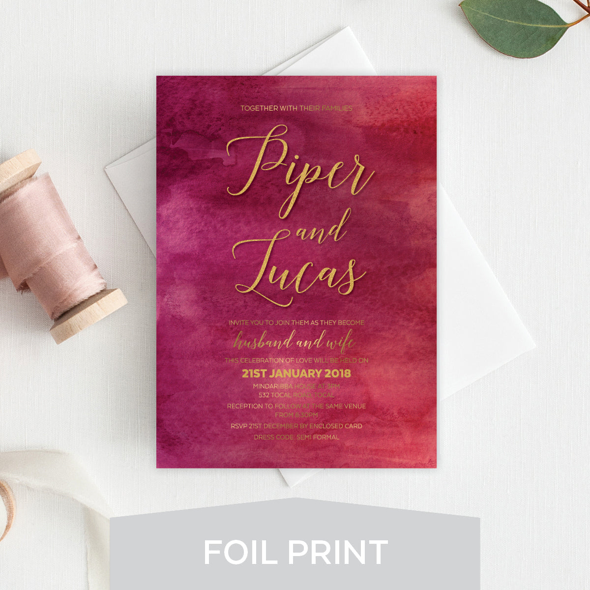 Marsala Foil Invitation