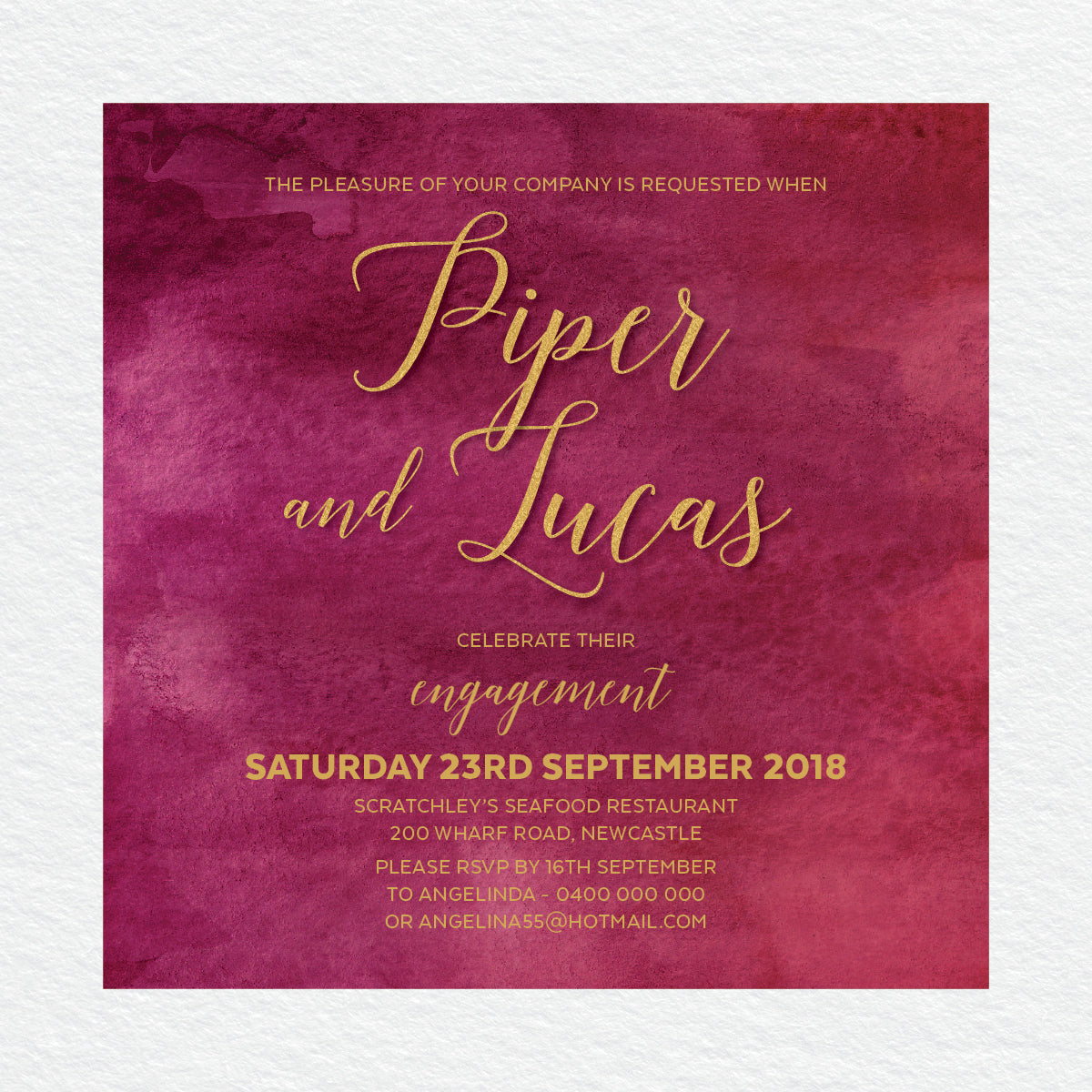 Marsala Engagement Invitation