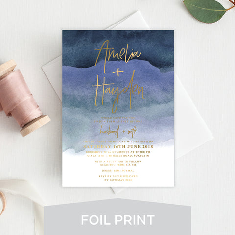 Botanical Wreath Foil Invitation