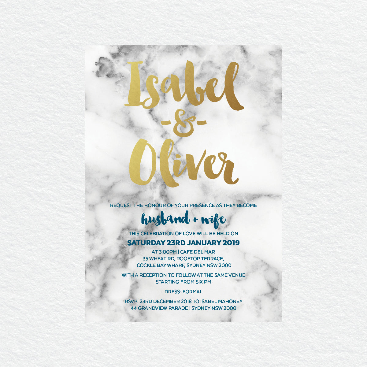 Modern Marble Rectangle Invitation