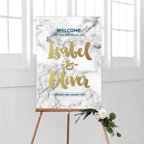 Marble Mandala Welcome Sign