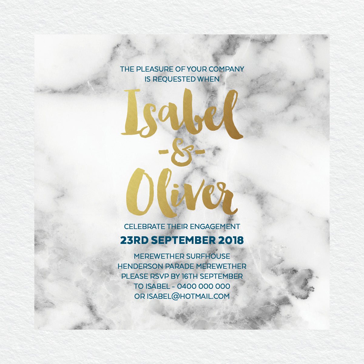 Modern Marble Engagement Invitation