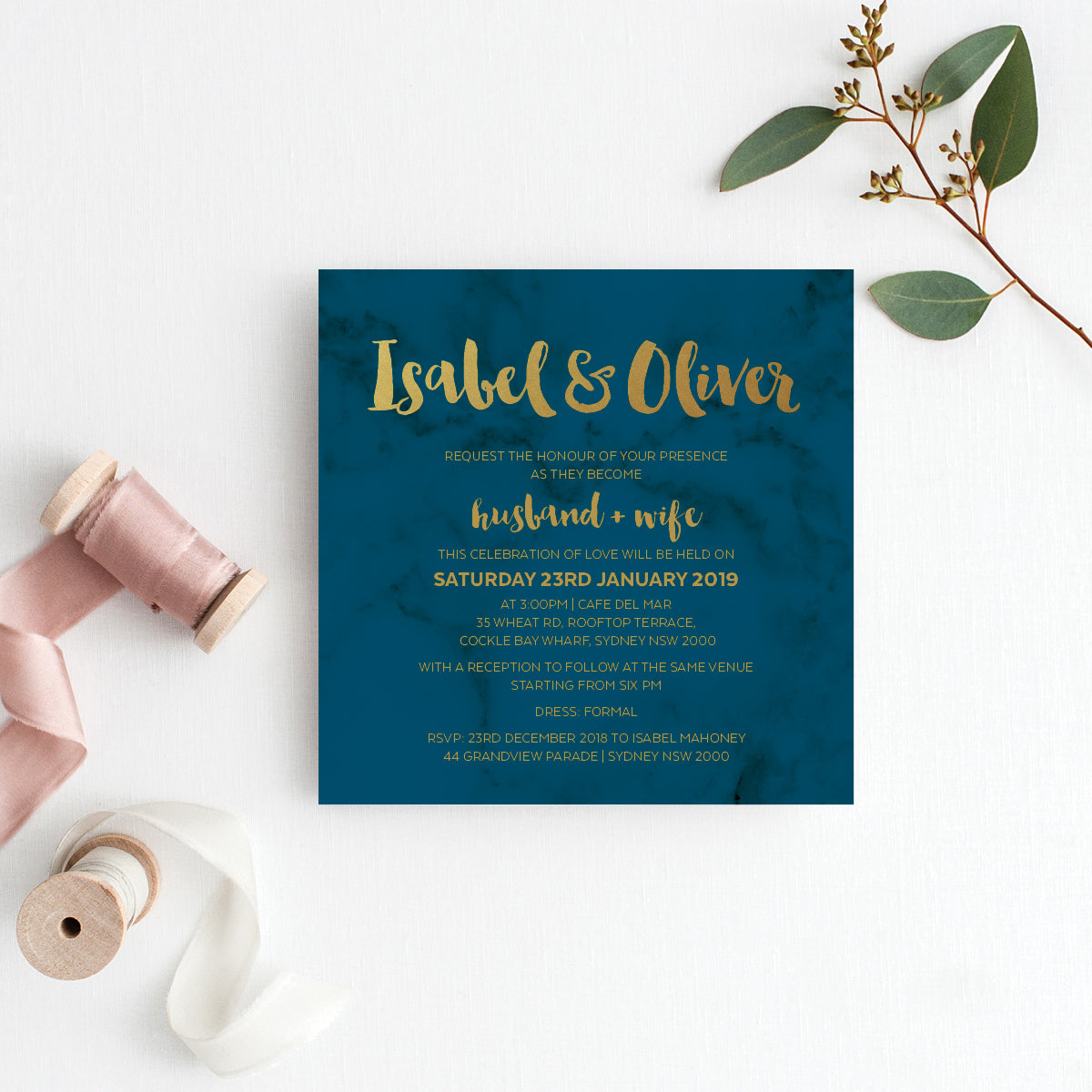 Modern Marble Square Invitation
