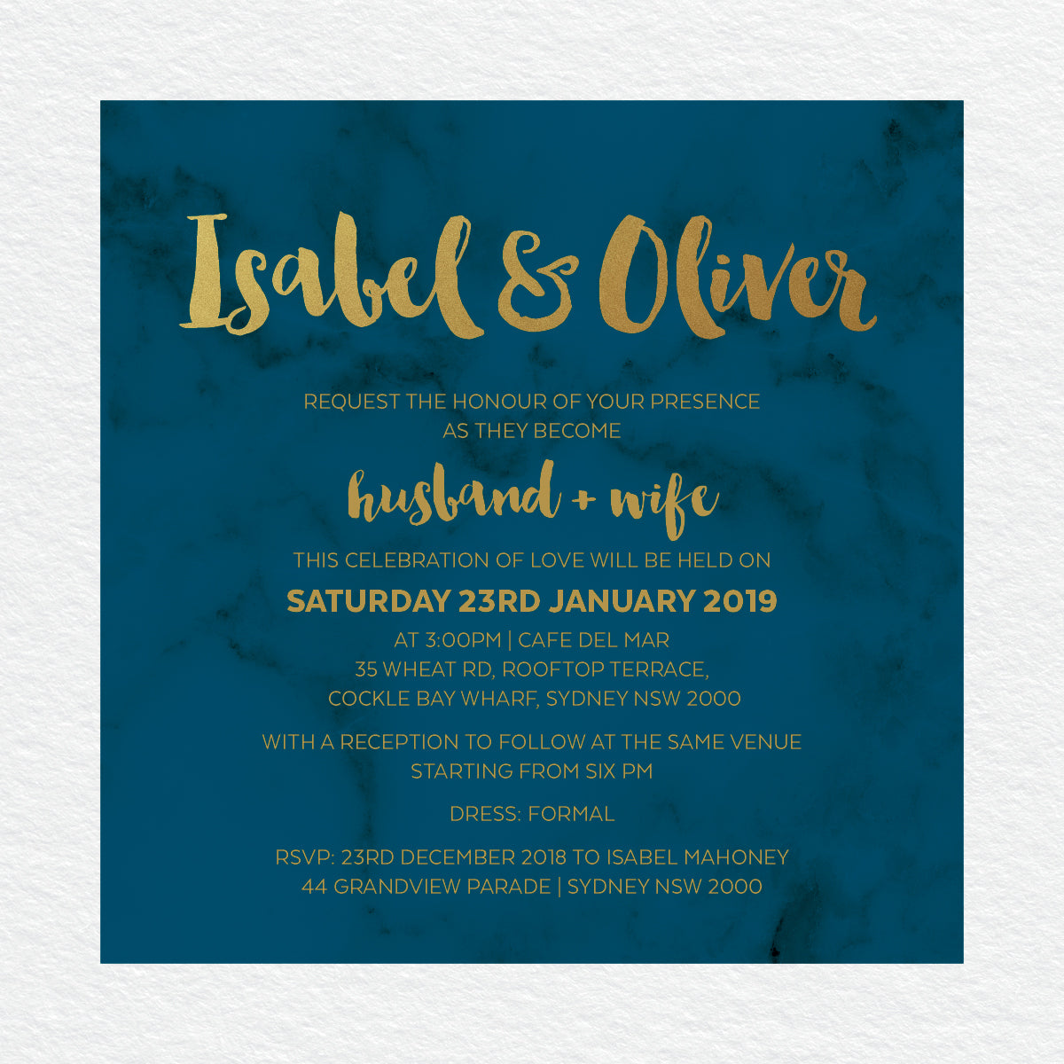 Modern Marble Square Invitation