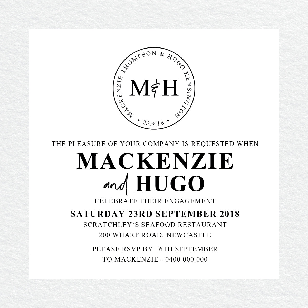 Modern Monogram Engagement Invitation