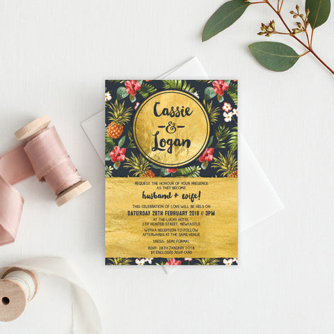 In Bloom (Navy) Rectangle Invitation