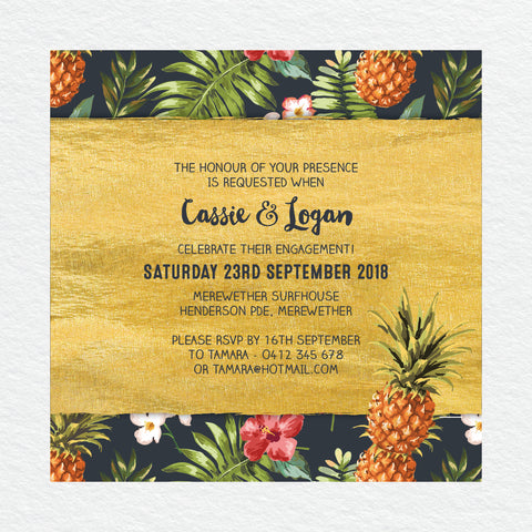 In Bloom (Navy) Engagement Invitation