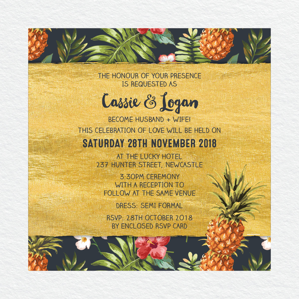 Pineapple Punch Square Invitation