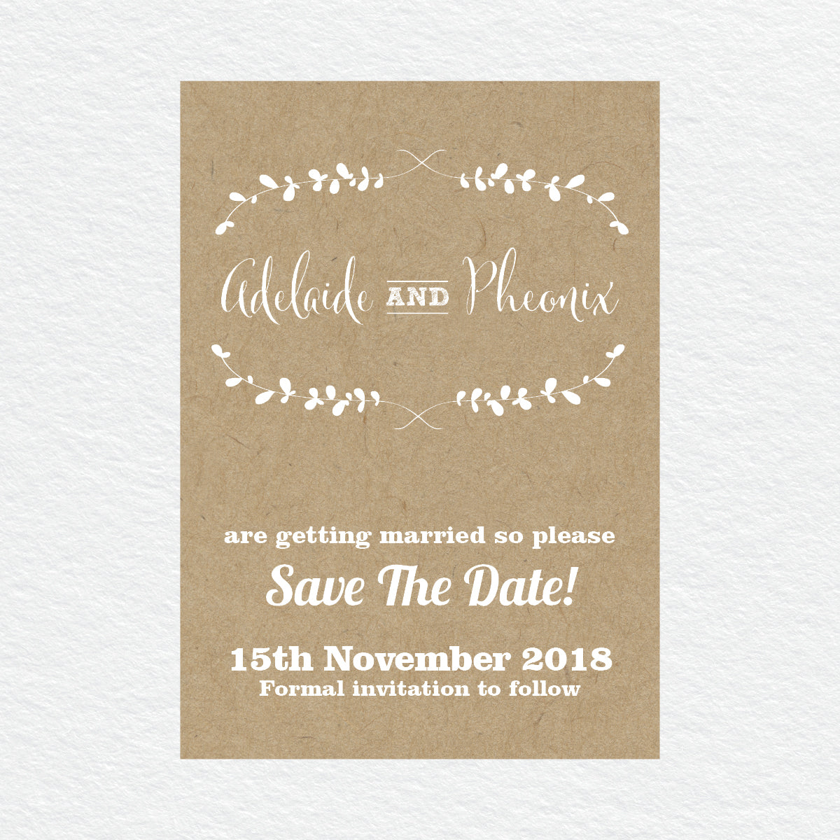 Rustic Laurels Save the Date Card