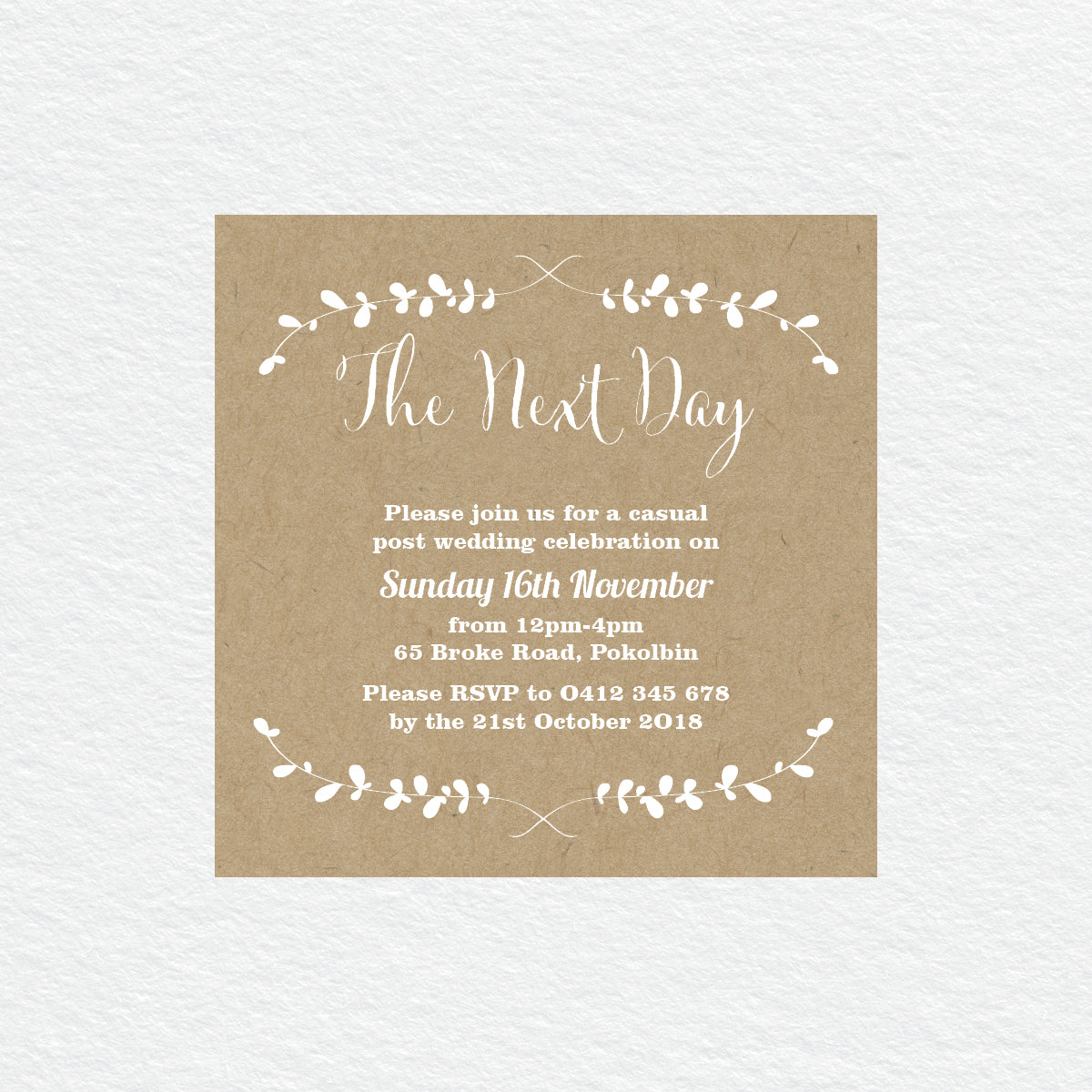 Rustic Laurels Information/Map Card