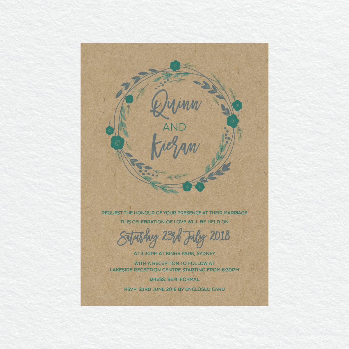 Rustic Wreath Rectangle Invitation