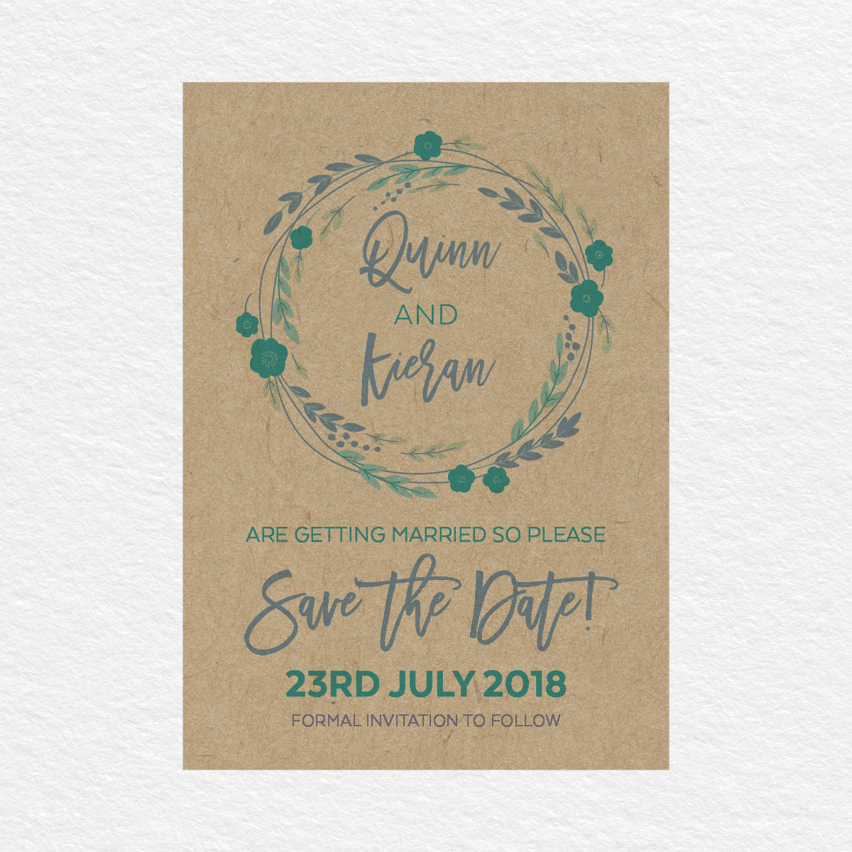 Rustic Wreath Save the Date Card