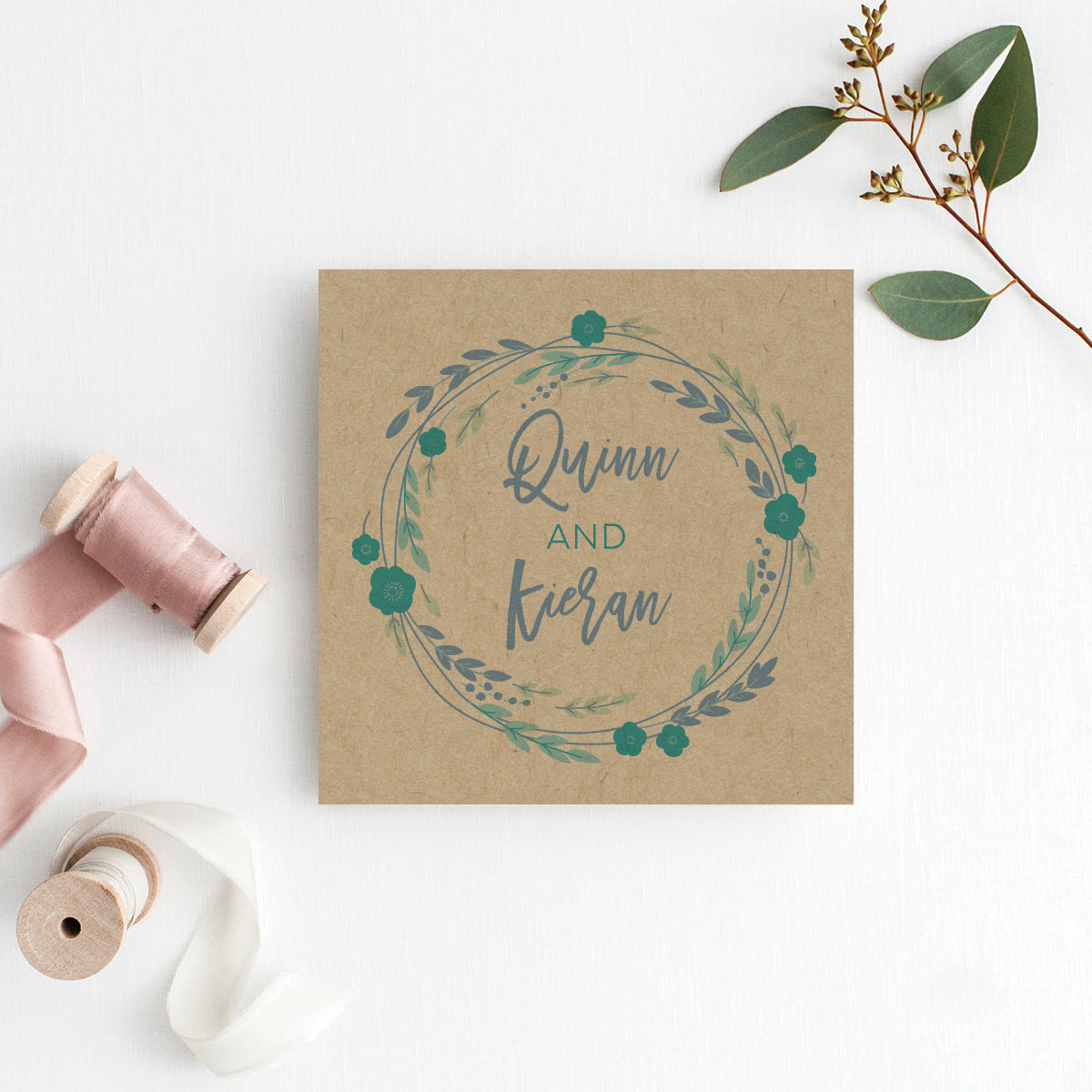 Rustic Wreath Square Invitation